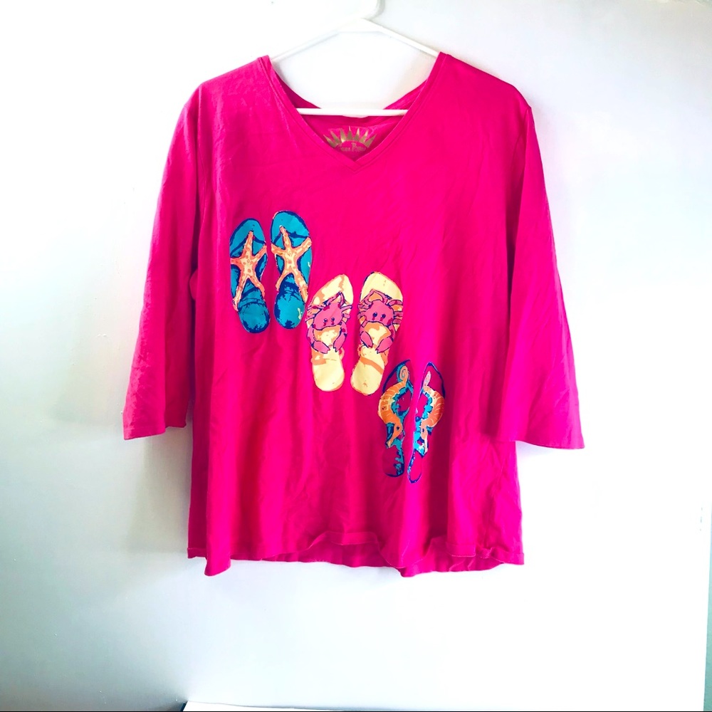 Sunny Day Tech Pink Flip Flop Print XL
